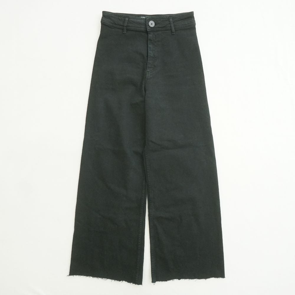 Zara The Marine Straight Leg Cropped Wide Leg Jeans Black Womens Size 4